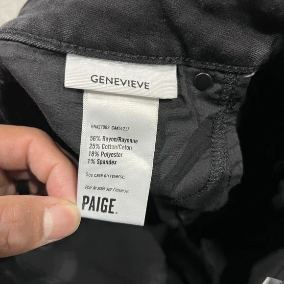 Paige Jeans Womens 28 Black Luxe Coating Genevieve Flare Pants Stretch - Picture 11 of 16